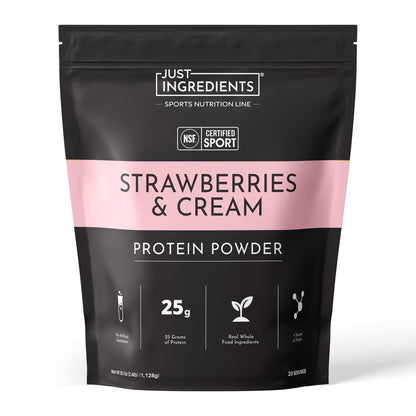 JUST INGREDIENTS Vanilla Bean Protein Powder – 20-Serving Blend with 100% Grass-Fed Whey & Organic Plant Proteins – Real Vanilla Bean & Cinnamon – Supports Muscle Recovery, Energy*