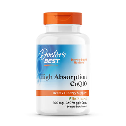 Doctor's Best High Absorption CoQ10 with BioPerine Supplement - Coenzyme Q10 Caps for Heart Health & Antioxidant Support, CoQ10 100mg for Women & Men, Non GMO, Naturally Fermented - 120 Veg Capsules