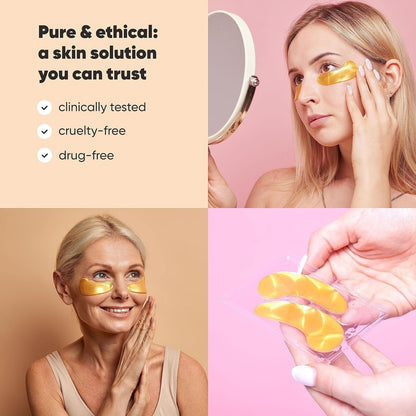 LE GUSHE Under Eye Mask & Under Eye Patches (30 Pairs) - Gold Eye Mask with Collagen