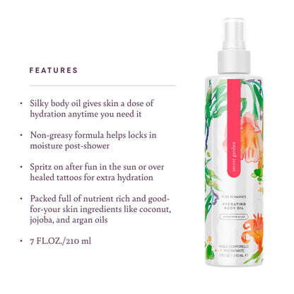 Pure Romance Body Dew, Hydrating Body Oil Mist for Women Looking for Moisturizing