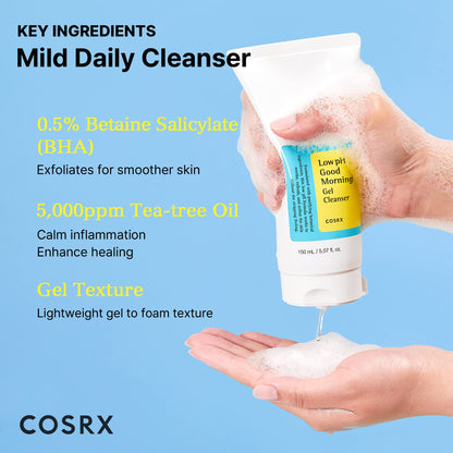 COSRX Low pH Good Morning Gel Cleanser, Daily Mild Face Cleanser for Sensitive Skin