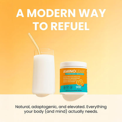 AminoLean Recovery Electrolytes Powder with Vegan BCAA + EAA Amino Acids | 5g Vegan Amino Acids, Hydration, Electrolytes & Nootropic Reishi Mushrooms for Post Workout & Morning Recovery, Sugar Free