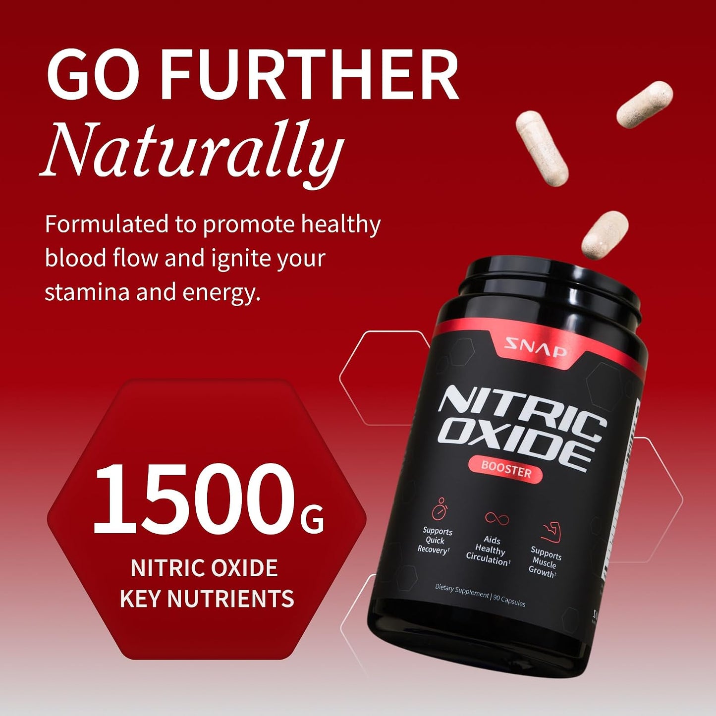 Snap Supplements Nitric Oxide Booster + Testo Booster Supplement Bundle for Men, 90 Vegetarian Capsules Each