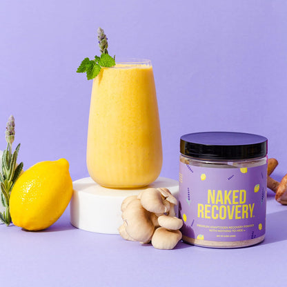 NAKED Recovery - Mushroom Supplement Powder - Lions Mane, Cordyceps, Reishi, Tart Cherries, Lemon Balm - Adaptogen Wellness Formula, Stress Relief, Muscle Recovery - 30 Servings