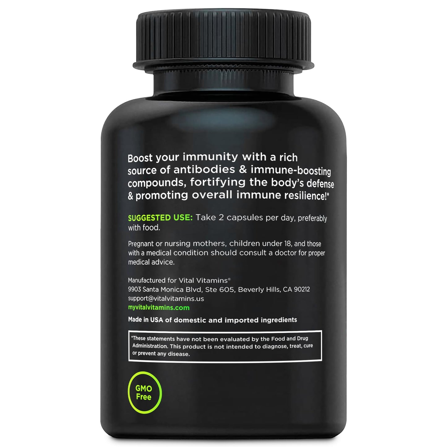 Vital Vitamins Colostrum Supplement, 30% IgG, Grass-Fed Bovine, 60 Capsules | Supports Immune Defense & Gut Health, Colostrum with Vitamin C, Zinc, & Selenium, Non-GMO
