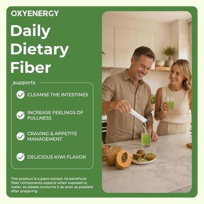 OxyEnergy Psyllium Husk Powder Organic Fiber Powder Supplement for Women & Men, Gut Health Kiwi Powder Flavored Daily Soluble Bloating Relief & Digestive, Vegan, Gluten-Free, Non-GMO, 30 Packets