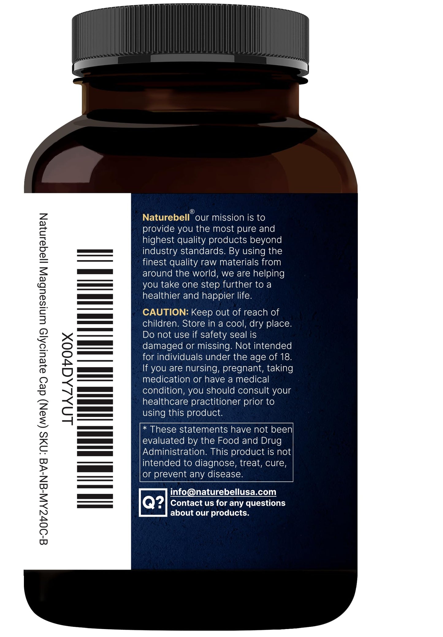 Naturebell Pure Magnesium Glycinate 500mg, 240 Veggie Capsules | 100% Chelated & Purified – 3rd Party Tested, Vegan Friendly, Non-GMO, Filler Free