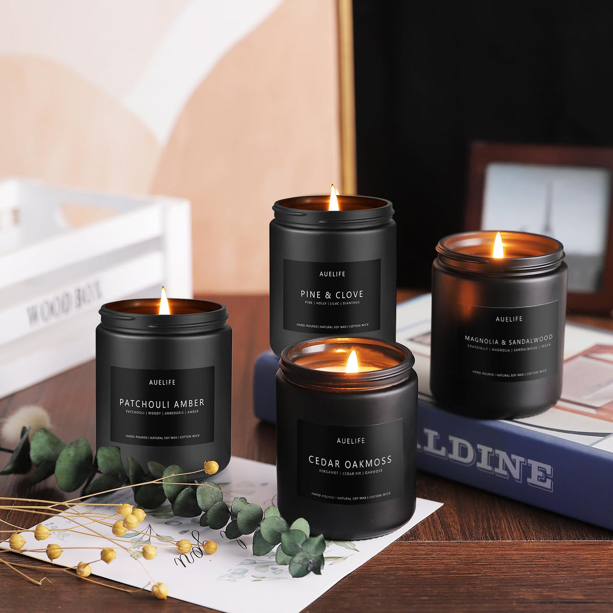 Scented Candles Set | Men Candles Set, Candles for Men Scented Candles for Home - 4 Pack Candles Scents
