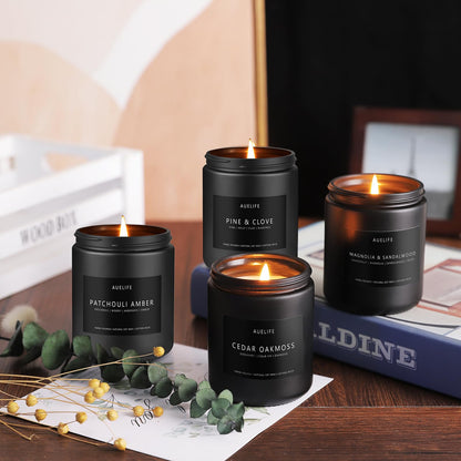 Scented Candles Set | Men Candles Set, Candles for Men Scented Candles for Home - 4 Pack Candles Scents