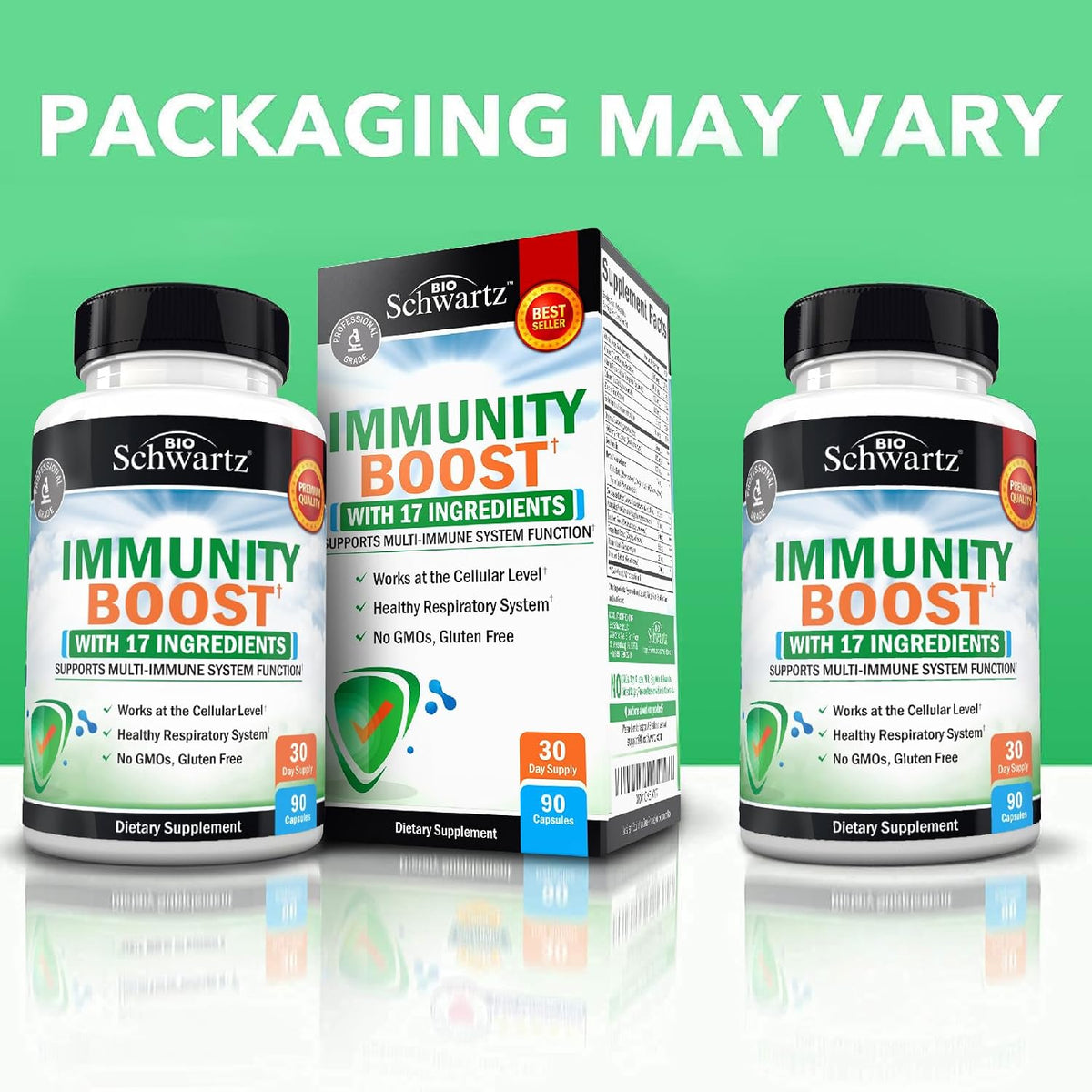 Immune Support Supplement for Adults with Vitamin C and Zinc, 90 Capsules