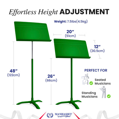 Manhasset Music Stand for Sheet Music - 48 Symphony Model - Long Lasting, Durable Manhasset Stand - Adjustable Height - 26" to 48" - Made in the USA
