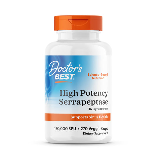 Doctor's Best Serrapeptase Supplement for Men & Women - Proteolytic Enzyme for Sinus & Immune Health Support, 120,000 SPU per Veggie Capsule, High Potency Formula, Non-GMO, Vegan - 90 Veg Caps