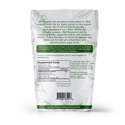 PCOS Cystem Tea with Organic Red Raspberry Leaf, Vitex, Spearmint Tea Supports Fertility