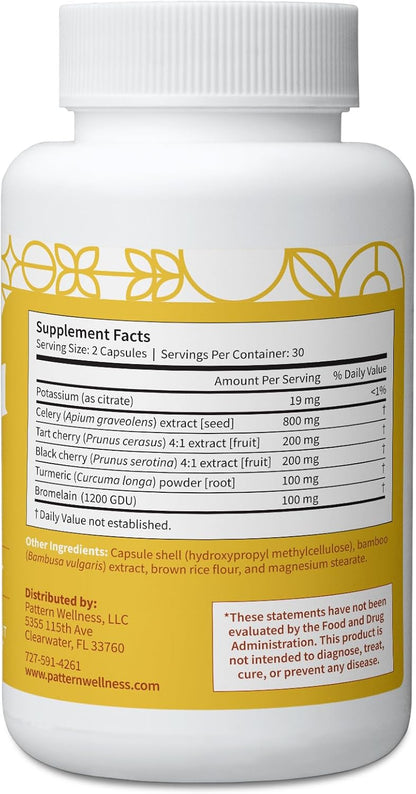 Pattern Wellness Uric Acid Support Supplement – Supports Uric Acid Balance & Joint Wellness – Herbal Formula – 3rd Party Lab Tested – 60 Veggie Capsules