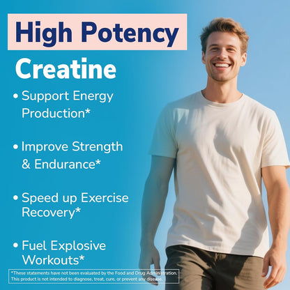 Vitalibre Creatine HCl Capsule, 750mg High Absorption Creatine Hydrochloride, Endurance, Strength, Fast Absorbing, No Load, No Bloat, Monohydrate Micronized Alternative, Once Daily, 90 Capsules