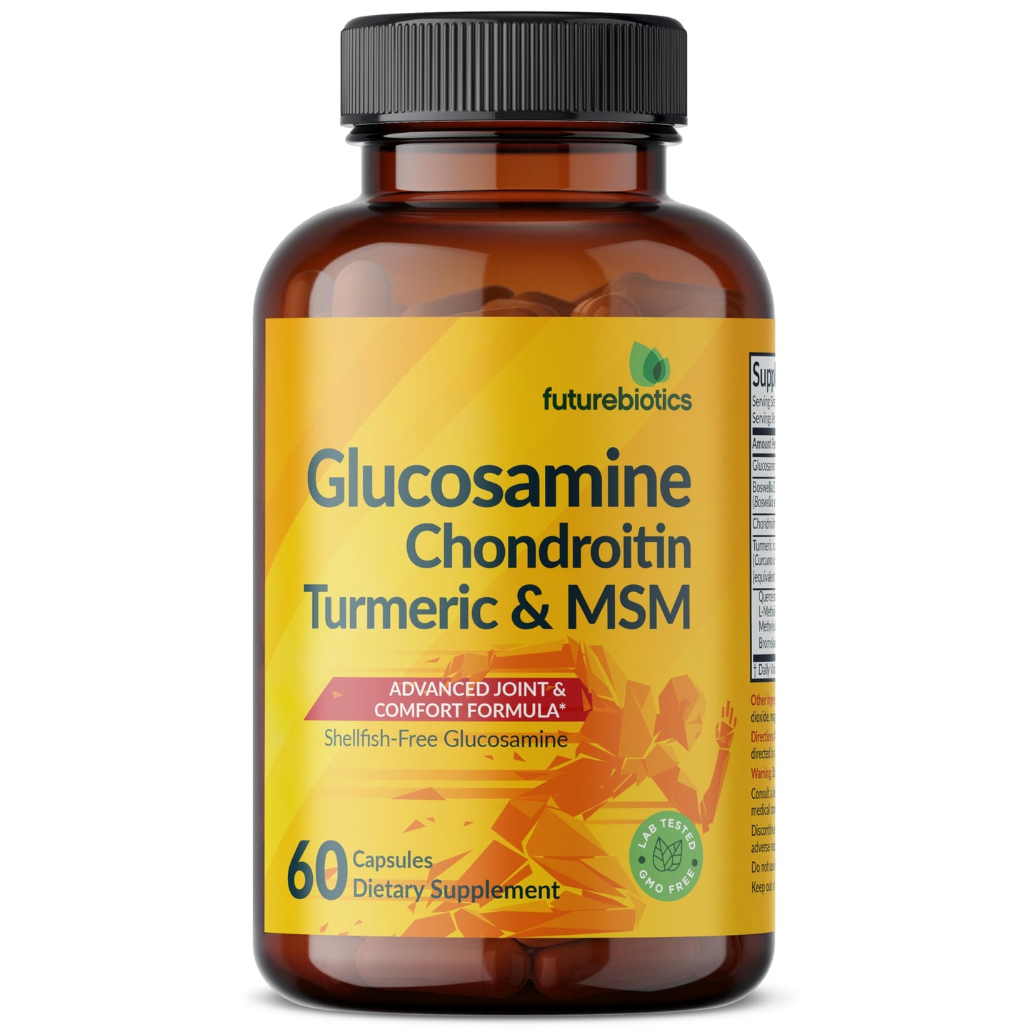 Futurebiotics Glucosamine Chondroitin Turmeric & MSM Advanced Joint Formula, Supports Healthy Joints & Mobility - Non-GMO, 90 Capsules