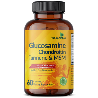 Futurebiotics Glucosamine Chondroitin Turmeric & MSM Advanced Joint Formula, Supports Healthy Joints & Mobility - Non-GMO, 90 Capsules