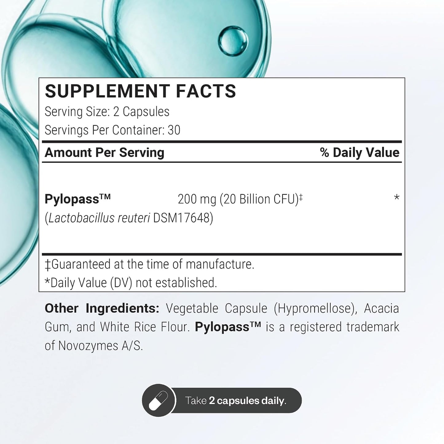 Supersmart H. Pylori Formula 20 Billion CFU per Day - Natural Probiotic Lactobacillus Reuteri DSM 17648 Supplement | Non-GMO & Gluten Free - 60 Vegetarian Capsules