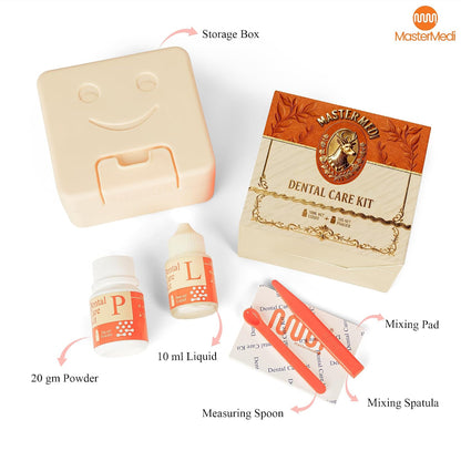 Zinc Oxide Eugenol Dental Cement Kit for Crowns, Bridges & Fillings | Includes Powder, Liquid & Mixing Accessories