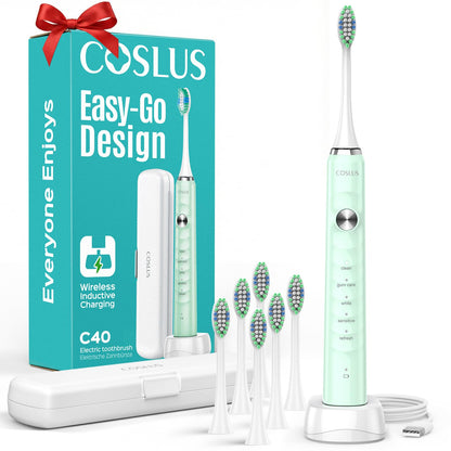 COSLUS C40 Sonic Electric Toothbrush for Adults & Family, Black, 1PC