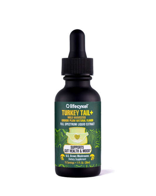 Life Cykel -Turkey Tail Mushroom Liquid Extract Kakadu Plum- 100% Organic Turkey Tail Mushrooms-Immune Support Supplement Immune Defense Antioxidants Vitamin C Made in US, 2 Fl oz(Packaging May Vary)