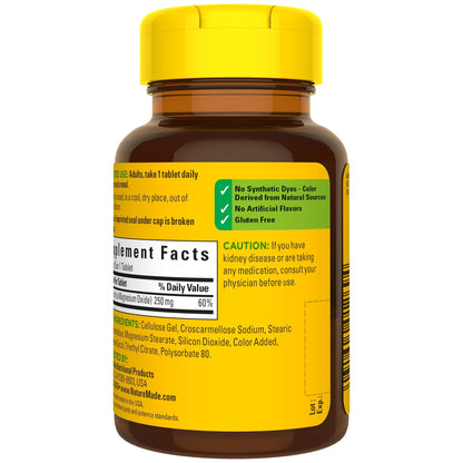 Nature Made Magnesium Oxide 250 mg, Dietary Supplement for Muscle, Heart