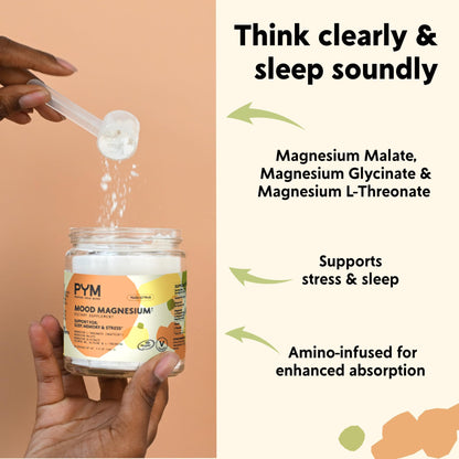 PYM Mood Magnesium Powder Jar, 30 Servings | Sleep & Stress Support