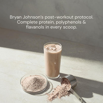 Blueprint Bryan Johnson Chocolate Protein Powder – Vegan Plant-Based Supplement with Cocoa Powder – Clean Ingredients – 26g Protein per Serving – Non-GMO – 30 Servings