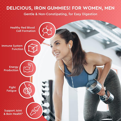 Iron Gummies Supplement for Adults & Kids | Vitamin B12 Gummies | Bundle