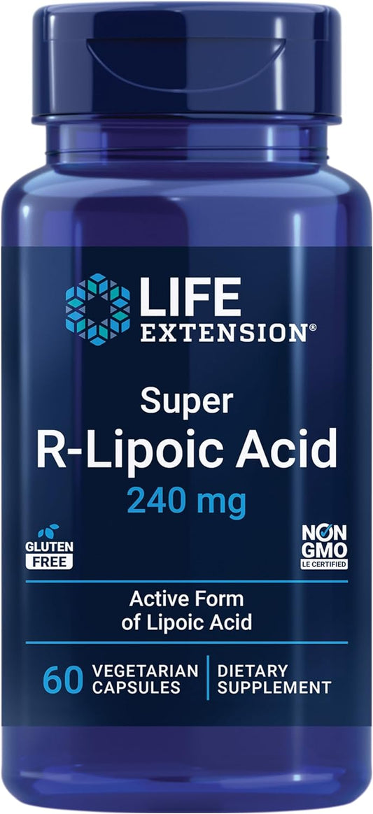 Life Extension Super R-Lipoic Acid – Healthy Aging, oxidative Stress Defense – with 240 mg of Active R-Form of R-Lipoic Acid – Gluten-Free – Non-GMO – Vegetarian – 60 Capsules | Active R-Form for Healthy Aging & Oxidative Stress Defense, 240 mg R-Lipoic A
