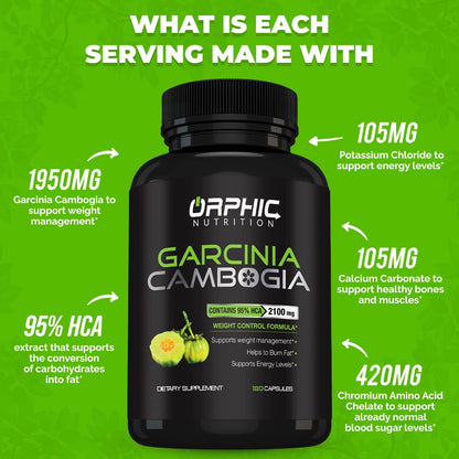 ORPHIC NUTRITION Garcinia Cambogia Extract 2 Months Supply - to Support Weight Loss Efforts
