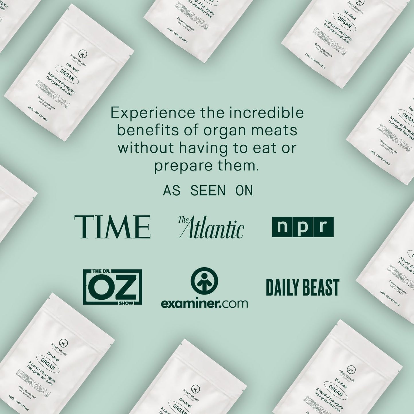 Adapt Naturals Beef Organ Supplement, Bioavailable Grass Fed Organ Capsules | Blend of Beef Liver, Heart, Kidney, Pancreas, Spleen, Supports Liver Cleanse Detox & Repair, Source of CoQ10 - 30 Days Supply