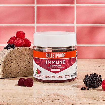 Bulletproof Sugar-Free Raspberry Elderberry Immune Gummies, 60 Count, Keto Supplement for Immune Support
