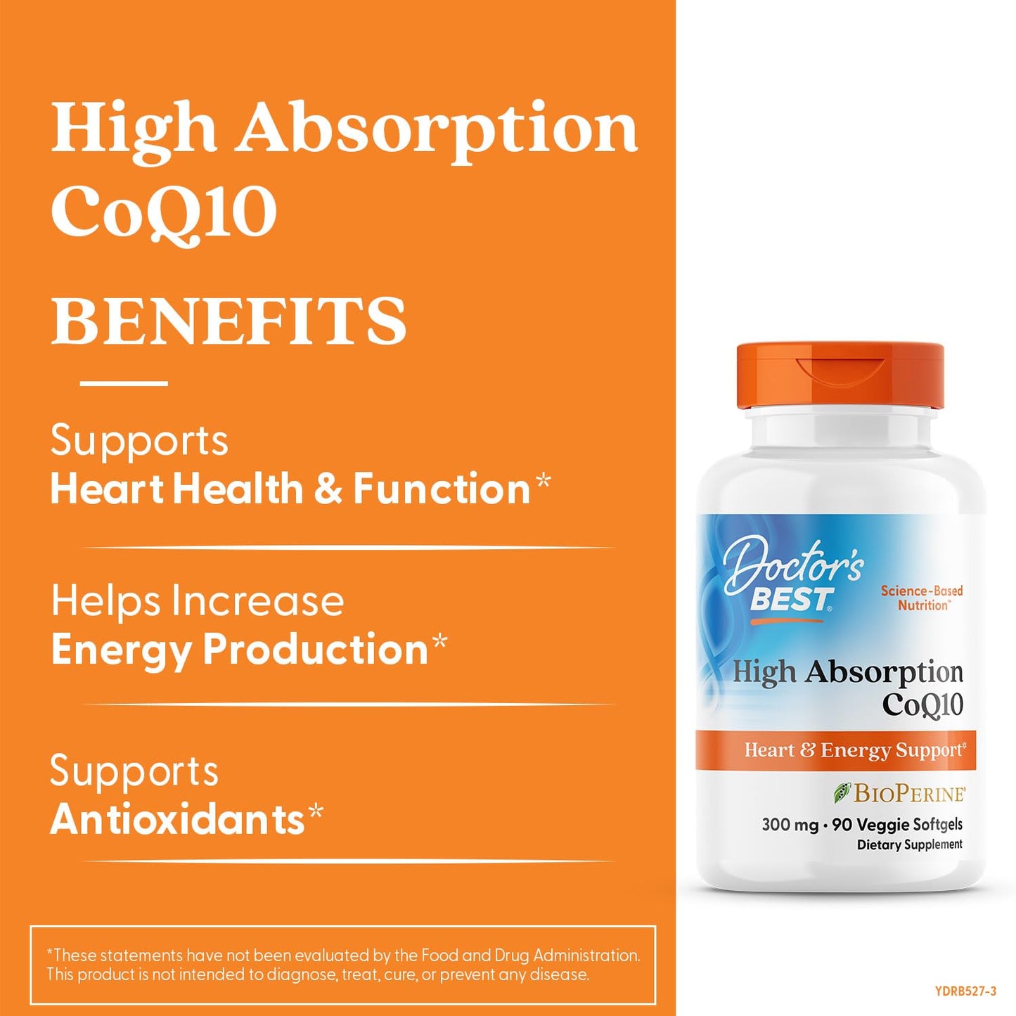 Doctor's Best High Absorption CoQ10 200mg with BioPerine Supplement - Coenzyme Q10 Caps for Heart Health & Antioxidant Support, CoQ10 200 mg for Women & Men, Non GMO - 60 Veg Capsules