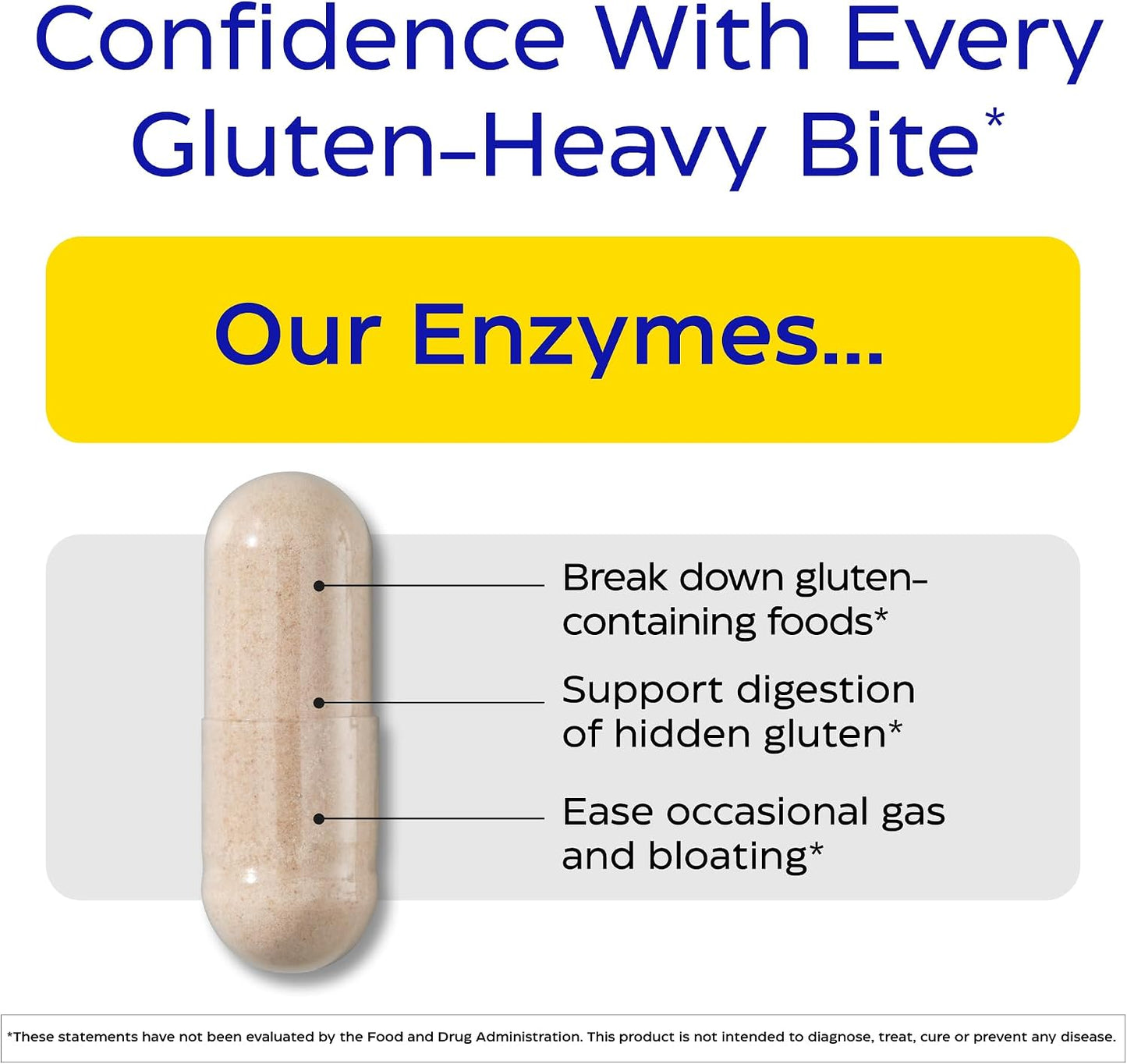 Enzymedica GlutenEase - Digestive Enzyme Supplement for Women & Men, Gluten & Casein Sensitivity Support, Enzymes for Digestion & Gut Health, Helps Gas & Bloating - 60 Caps