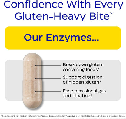 Enzymedica GlutenEase - Digestive Enzyme Supplement for Women & Men, Gluten & Casein Sensitivity Support, Enzymes for Digestion & Gut Health, Helps Gas & Bloating - 60 Caps