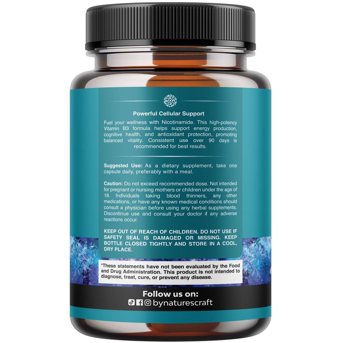 Vitamin B3 Niacinamide 500mg Capsules - Mitochondrial Energy and Potent Skin Supplement - Vitamin B3 Niacin Flush Free and Nicotinamide 500mg - Flush Free Niacin Supplement - 60 Count