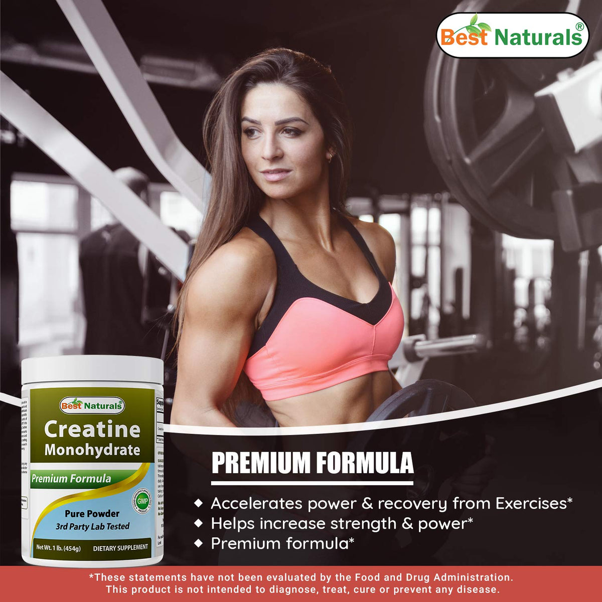 Best Naturals Creatine Monohydrate 1 Lb Pure Powder (1 LB (Pack of 2))