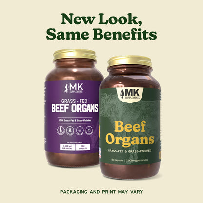 MK Supplements Grass-Fed Desiccated Beef Liver, Non-Defatted, Made in USA | 3,000mg per serving, 150 capsules, 30 servings, freeze-dried, regeneratively raised, amber glass bottle, family owned