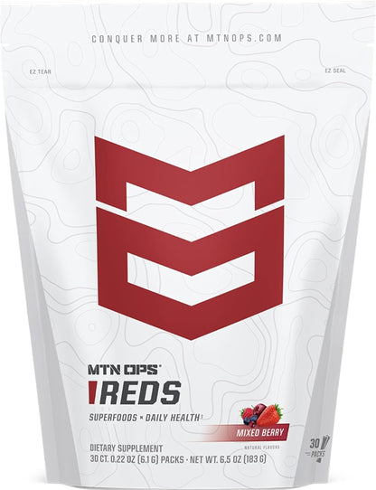 MTN OPS Daily Super Reds Powder Stick Packs, Mixed Berry