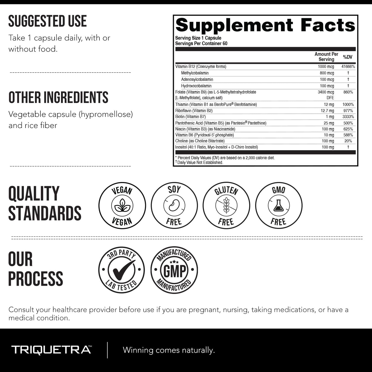 BioActive Vitamin B Complex - Blood Stream Ready, Methylated B Complex - Featuring Methylfolate, 3 BioActive Forms of B12, BenfoPure® B1 & Pantesin® B5 - 12 B Vitamins in Clinical Doses - 60 Servings