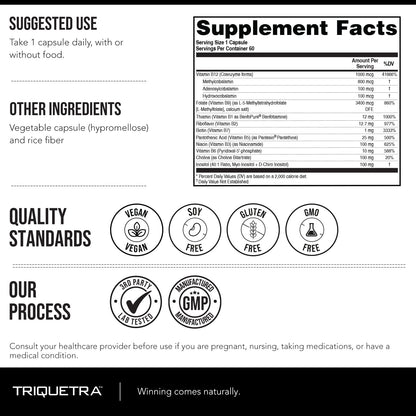 BioActive Vitamin B Complex - Blood Stream Ready, Methylated B Complex - Featuring Methylfolate, 3 BioActive Forms of B12, BenfoPure® B1 & Pantesin® B5 - 12 B Vitamins in Clinical Doses - 60 Servings