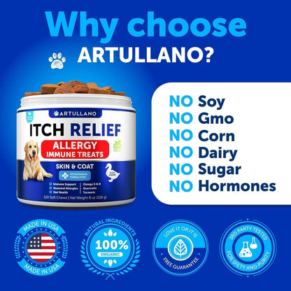 Dog Allergy Relief + Probiotics for Dogs Bundle - Itch Relief for Dogs - Fish Oil - Omega 3 - Itchy Skin Relief - Seasonal Allergies - Anti Itch Support & Hot Spots - Dog Probiotics and Digestive Enzy