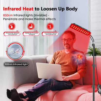 RUISQM Red Light Therapy Lamp, Infrared Light Therapy with Stand - 660nm Redlight & 850nm