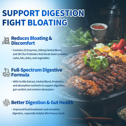 VivoNu Digestive Enzymes | 22 Enzymes with Organic Prebiotics & Probiotics | Supports Digestion* of Protein, Carbs, Fiber & Dairy | 180 Capsules