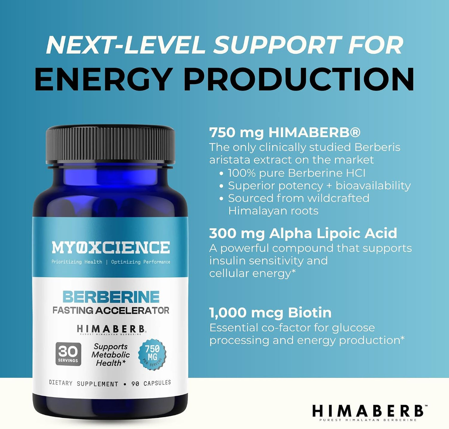 MYOXCIENCE Berberine Fasting Accelerator | Himaberb Berberine HCL with ALA (Alpha Lipoic Acid) and Biotin (90 Capsules)