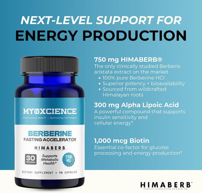 MYOXCIENCE Berberine Fasting Accelerator | Himaberb Berberine HCL with ALA (Alpha Lipoic Acid) and Biotin (90 Capsules)