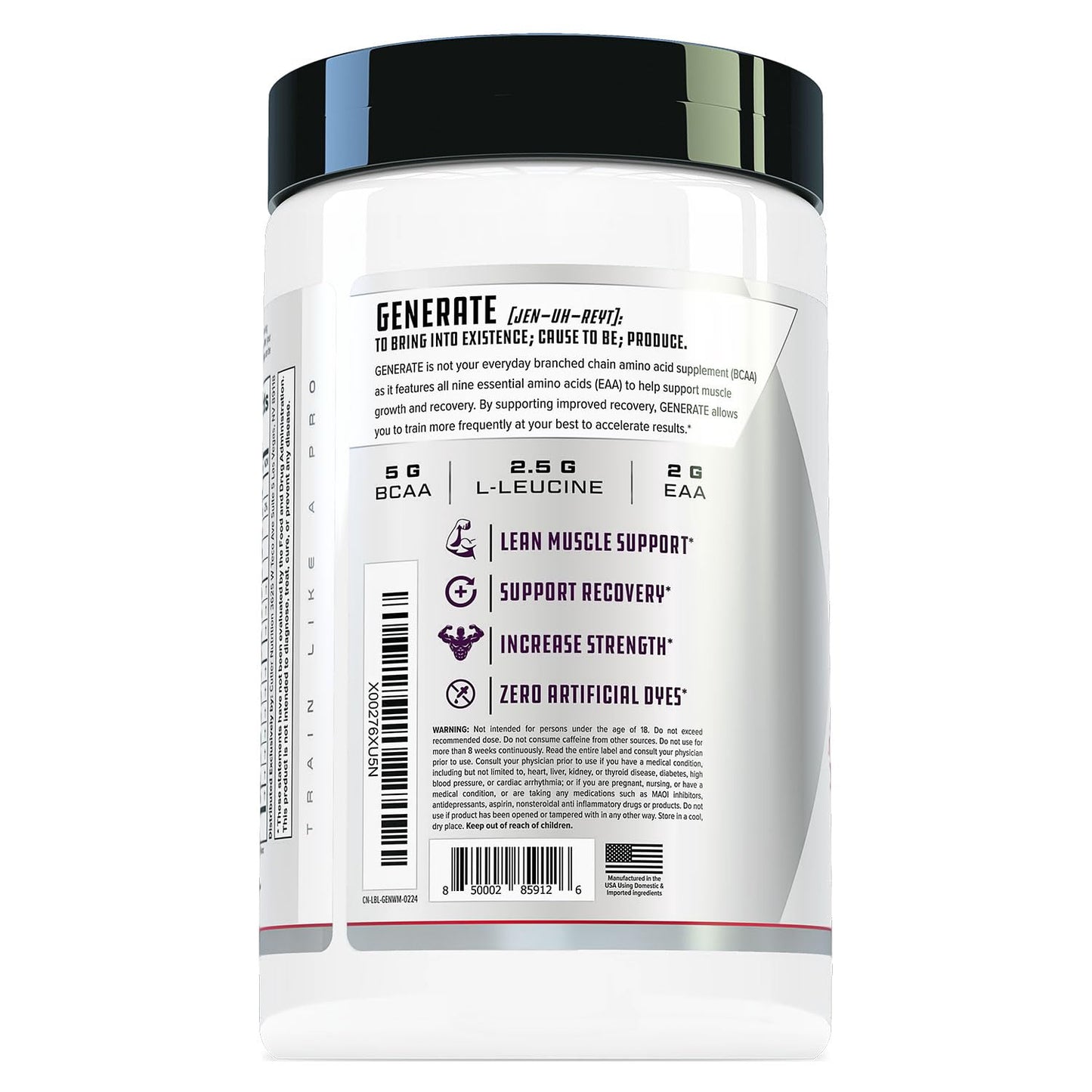 Cutler Nutrition Generate Sour Rainbow Candy BCAA EAA Powder, 30 Servings | 12.95 oz | 5g BCAAs and 2g EAAs per serving for post-workout recovery, hydration, lean muscle support and protein synthesis