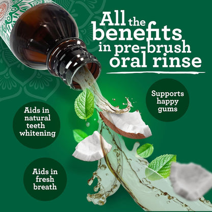 GuruNanda Starter Coconut Oil Pulling Mouthwash with Peppermint Oil, 8oz