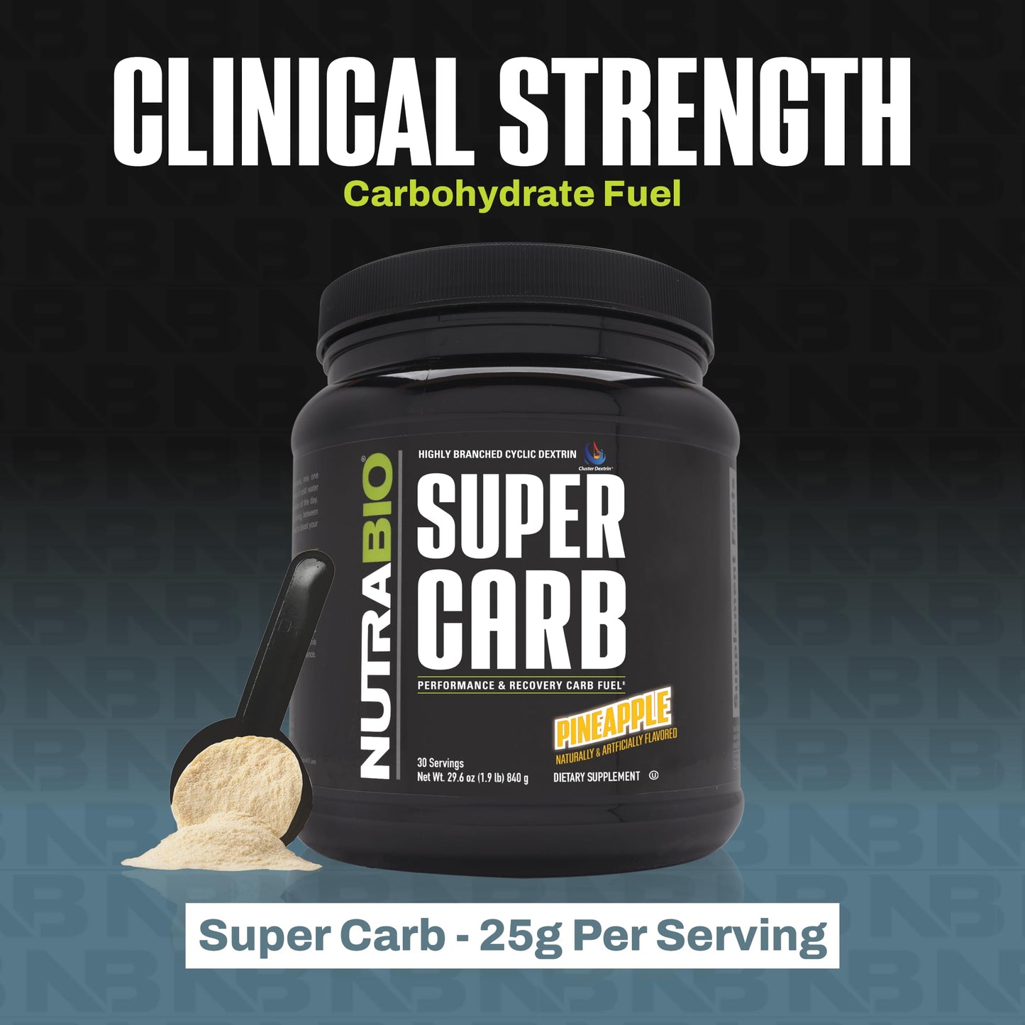 NutraBio Super Carb, Carbohydrate Powder with Cluster Dextrin & Electrolytes, Advanced Carb Supplement Powder for Workout Fuel, Performance, and Muscle Recovery, Cyclic Dextrin, Unflavored, 30 Sv